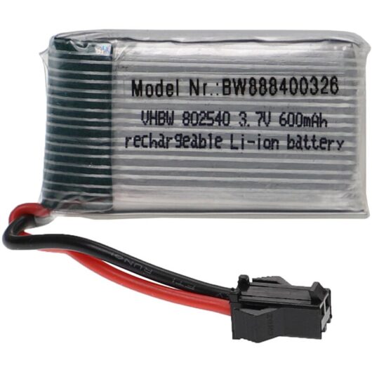 Vhbw - Battery compatible with SM-2P Plug for Model Making Device e.g. Racing Car, Helicopter (600mAh, 3.7 v, Li-polymer, 44 x 24 x 9 mm)