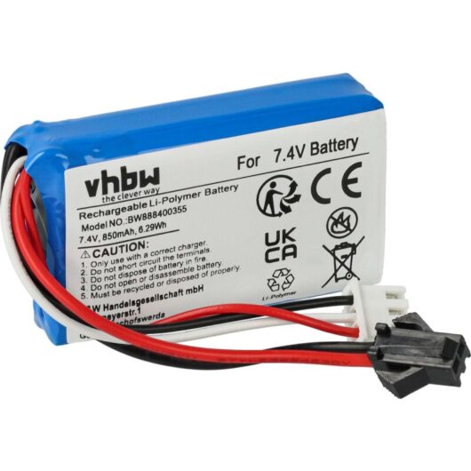 Vhbw - Battery compatible with SM-2P Plug for Model Making Device e.g. Racing Car, Helicopter (850mAh, 7.4 v, Li-polymer, 56 x 30 x 17 mm)