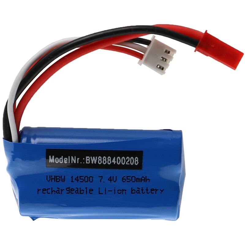 vhbw Battery compatible with Shuang Ma 7014E Model Making Device (650mAh, 7.4 V, Li-ion, 53 x 28.5 x 15 mm)