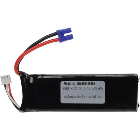 Vhbw - 1x Battery compatible with EC2 Plug for Model Making Device e.g. Racing Car, Helicopter (2400mAh, 7.4 v, Li-polymer, 105 x 33 x 16 mm)