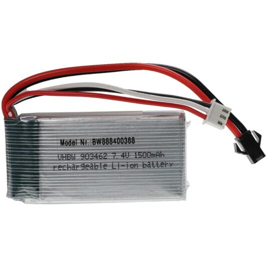 Vhbw - Battery compatible with SM-2P Plug for Model Making Device e.g. Racing Car, Helicopter (1500mAh, 7.4 v, Li-polymer, 68 x 34 x 18.5 mm)