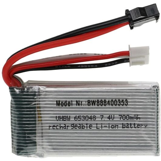Vhbw - Battery compatible with SM-2P Plug for Model Making Device e.g. Racing Car, Helicopter (700mAh, 7.4 v, Li-polymer, 53 x 30 x 15 mm)