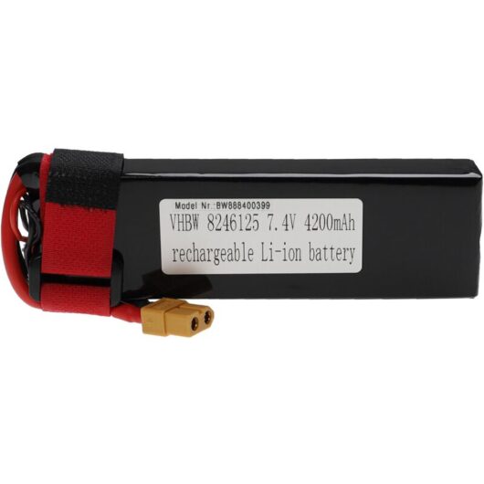 Vhbw - Battery compatible with XT60 Plug for Model Making Device e.g. Racing Car, Helicopter, Plane (4200mAh, 7.4 v, Li-polymer, 134 x 44.5 x 18 mm)