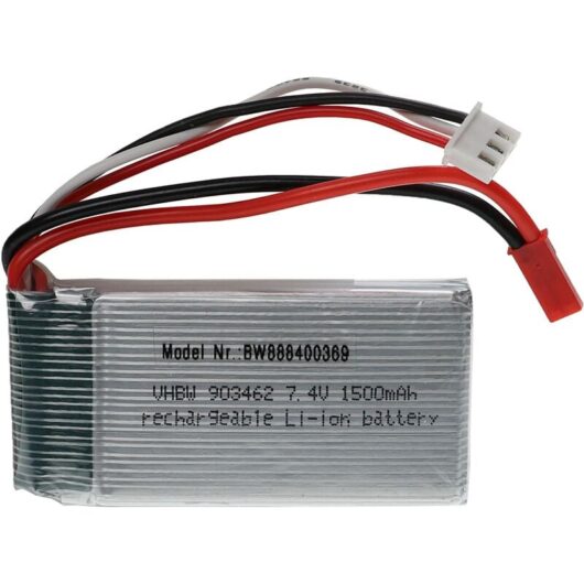 Vhbw - Battery compatible with bec Plug for Model Making Device e.g. Racing Car, Helicopter (1500mAh, 7.4 v, Li-polymer, 68 x 34 x 18.5 mm)