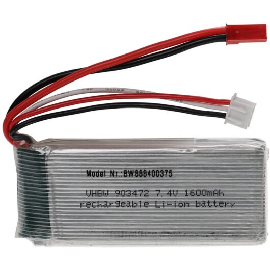 Vhbw - Battery compatible with bec Plug for Model Making Device e.g. Racing Car, Helicopter (1600mAh, 7.4 v, Li-polymer, 78 x 34 x 20 mm)