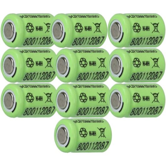 10x Battery Replacement for 1/3AAA for Model Making Device (150mAh, 1.2 v, NiMH) - Vhbw