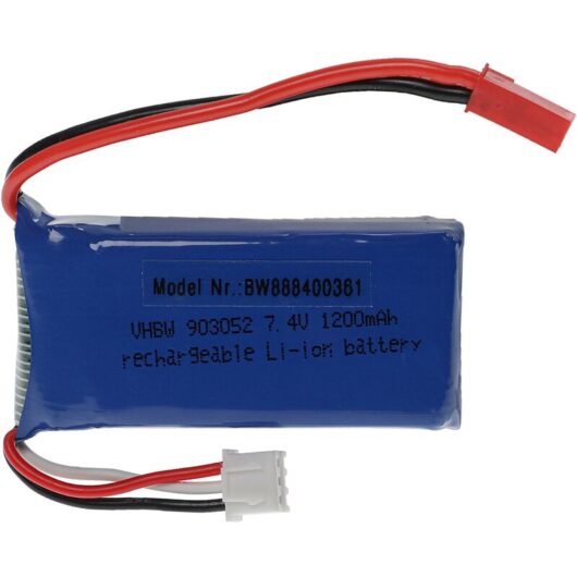 Battery compatible with bec Plug for Model Making Device e.g. Racing Car, Helicopter (1200mAh, 7.4 v, Li-polymer, 57 x 29 x 20 mm) - Vhbw