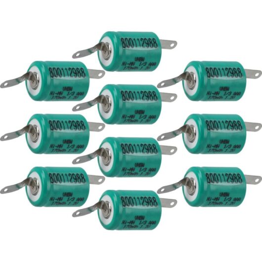 vhbw 10x Battery Replacement for 1/3AAA for Model Making Device (170mAh, 1.2 V, NiMH, with Soldering Lug (U-Form))
