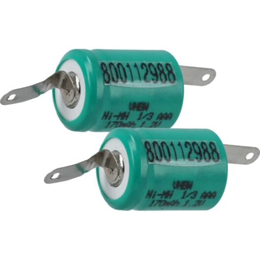 vhbw 2x Battery Replacement for 1/3AAA for Model Making Device (170mAh, 1.2 V, NiMH, with Soldering Lug (U-Form))