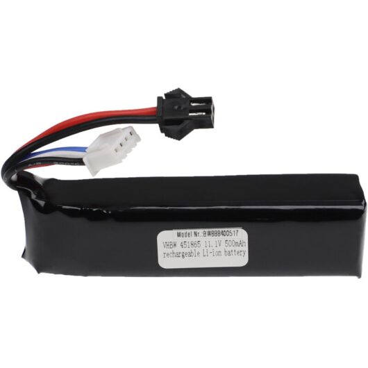 Vhbw - Battery compatible with SM-2P Plug for Model Making Device e.g. Racing Car, Helicopter (500mAh, 11.1 v, Li-polymer, 75 x 15 x 14 mm)