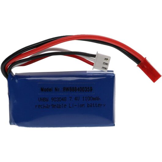vhbw Battery compatible with BEC Plug for Model Making Device e.g. Racing Car, Helicopter (1100mAh, 7.4 V, Li-polymer, 53 x 30 x 18 mm)
