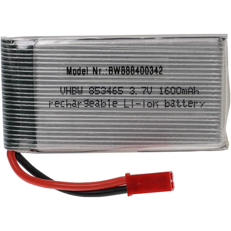 Vhbw - Battery compatible with bec Plug for Model Making Device e.g. Racing Car, Helicopter (1600mAh, 3.7 v, Li-polymer, 68 x 34 x 9 mm)